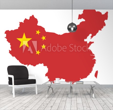 Afbeeldingen van Peoples Republic of China Flag in Map Vector Illustration